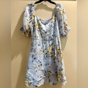 Trixxi Light Blue and Yellow Floral Mini Dress